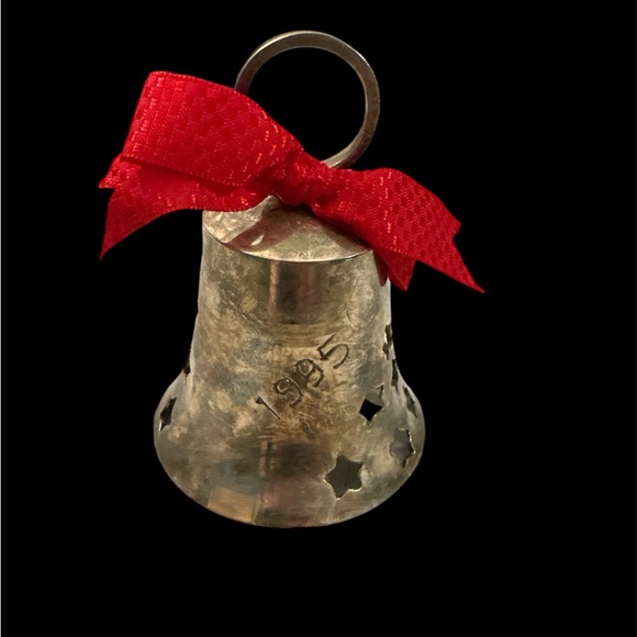 Silver Bell with Red Ribbon - Picture 2 of 3